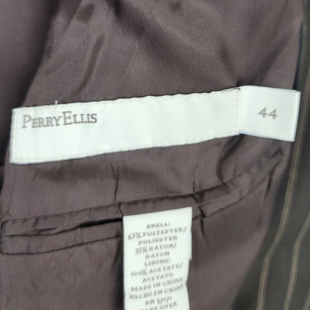 NWT Perry Ellis Brown Pinstripe Single-Breasted Suit Jacket Blazer XL 44 Regular